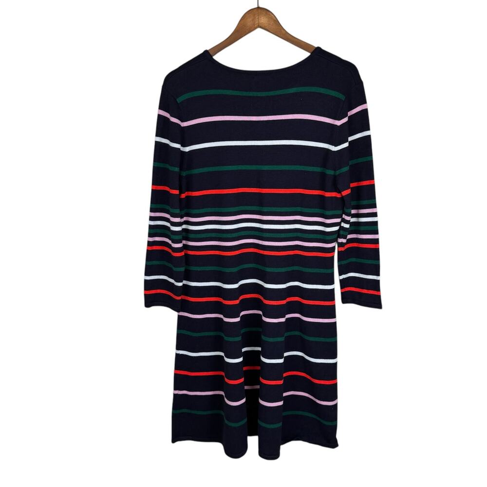 Vince Camuto Ottoman Dark Navy Multi Color Stripe 3/4 Sleeve Knit Sweater Dress - Picture 11 of 13